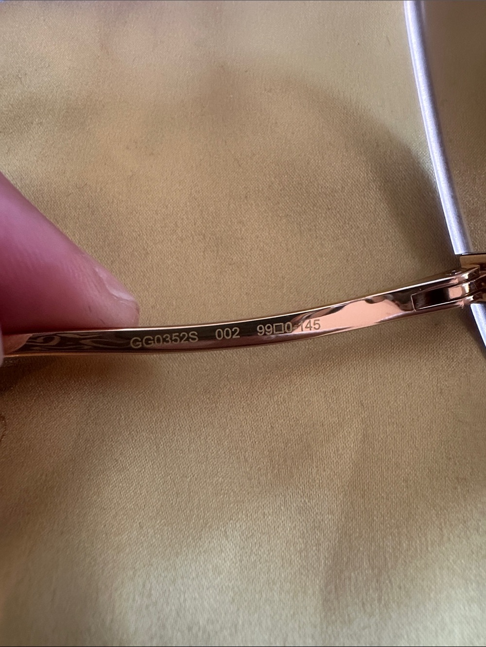Gucci Oversized Rimless Sunglasses - Brown & Gold (GG0352S) - Picture 10 of 14